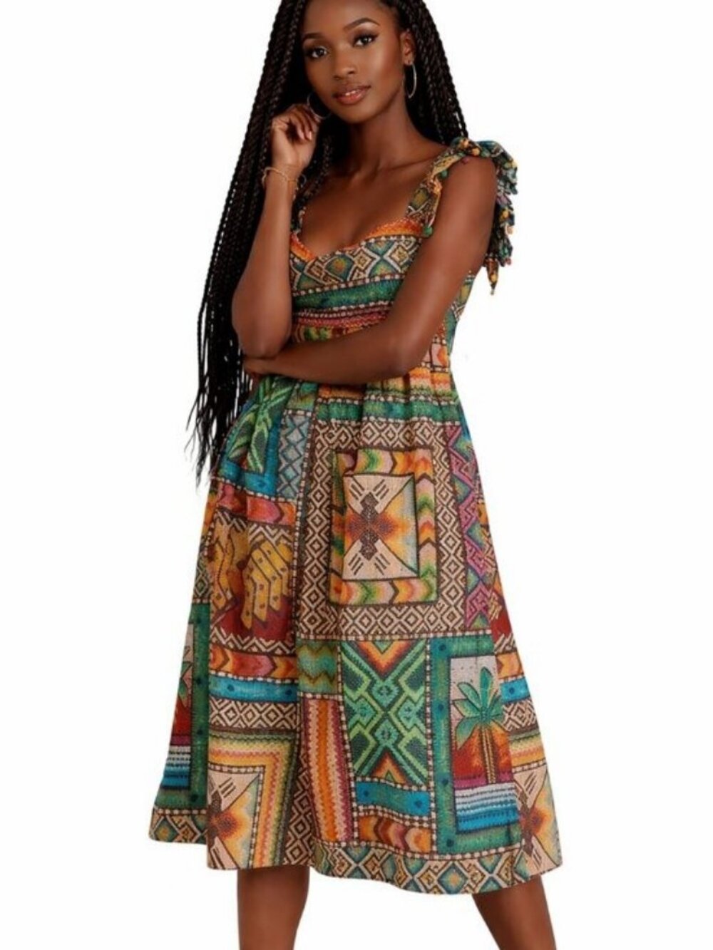 Farm Rio Printed Midi Dress S